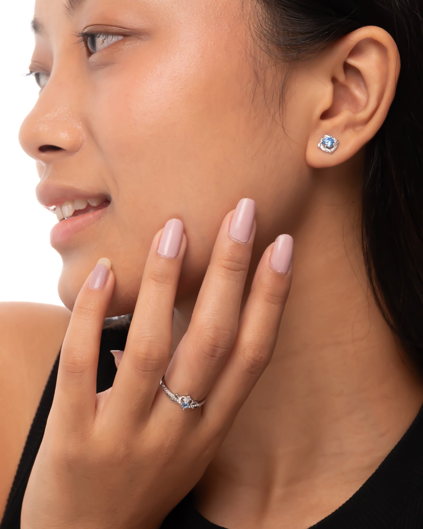 925 STERLING SILVER STUDS WITH BLUE ICE CUT CZ