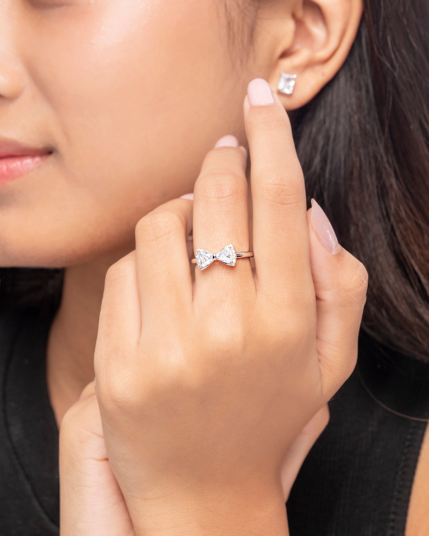BOWTIE RING STUDDED WITH CZ