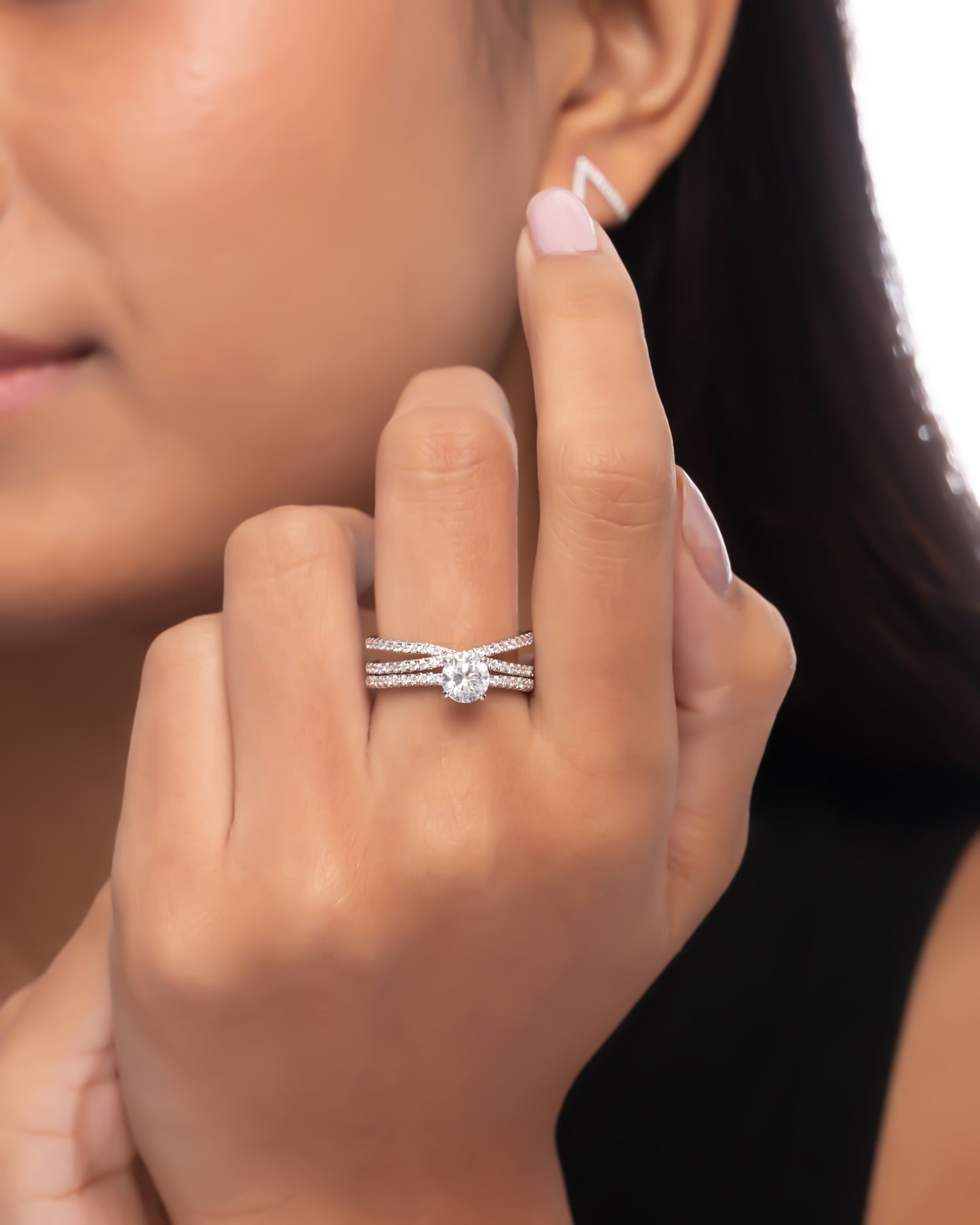 RING STUDDED WITH ICE CUT CZ