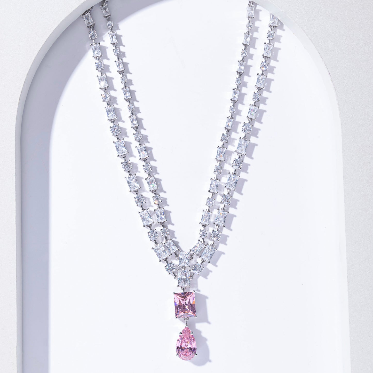 PINK PEAR DROP ICE CUT CZ STRING