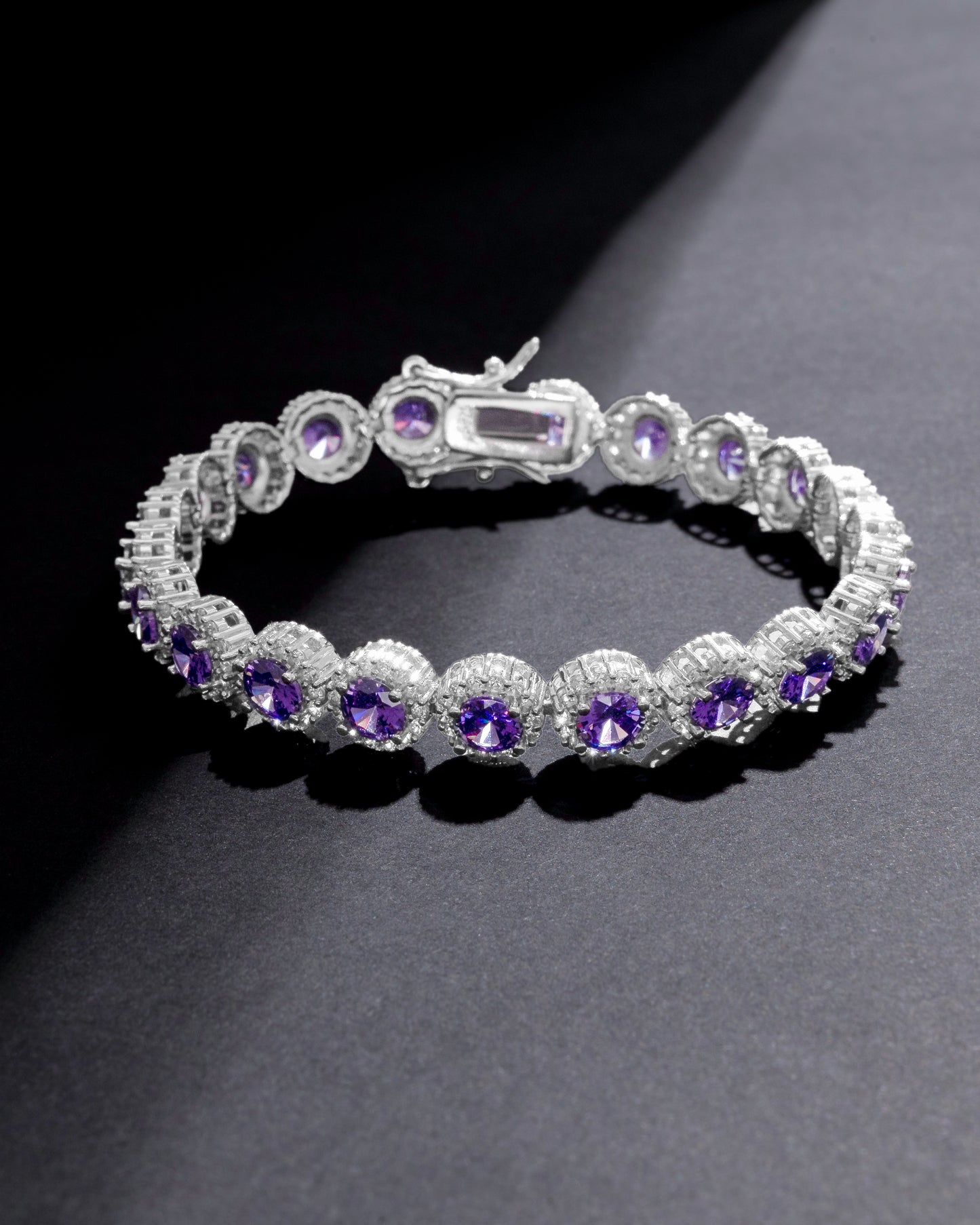 TENNIS BRACELET STUDDED WITH PURPLE CZ
