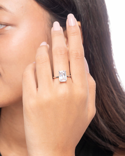 EMERALD CUT SOLITAIRE CZ RING