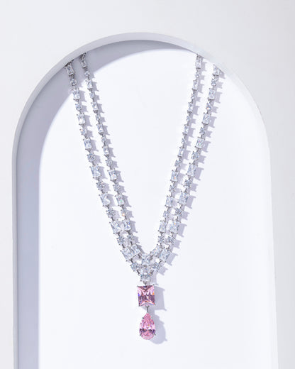 PINK PEAR DROP ICE CUT CZ STRING