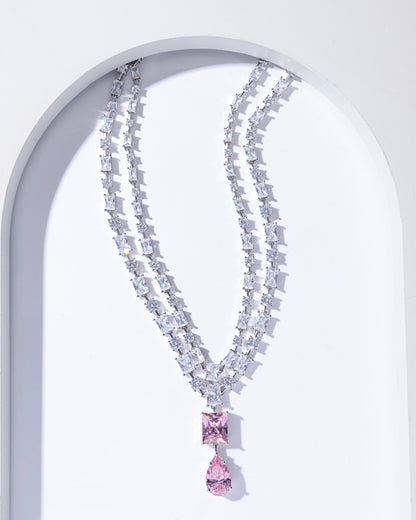 PINK PEAR DROP ICE CUT CZ STRING