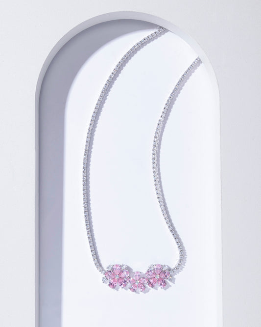 PINK ICE CUT CZ FLORAL STRING