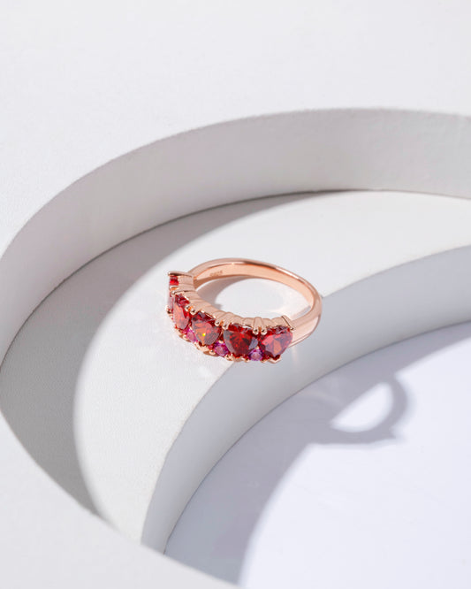 RING STUDDED WITH RED CZ