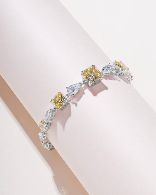 TENNIS BRACELET STUDDED WITH YELLOW ICE CUT CZ