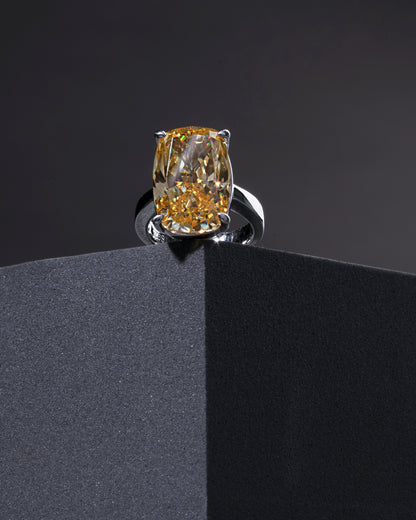 YELLOW ICE CUT CZ SOLITAIRE RING