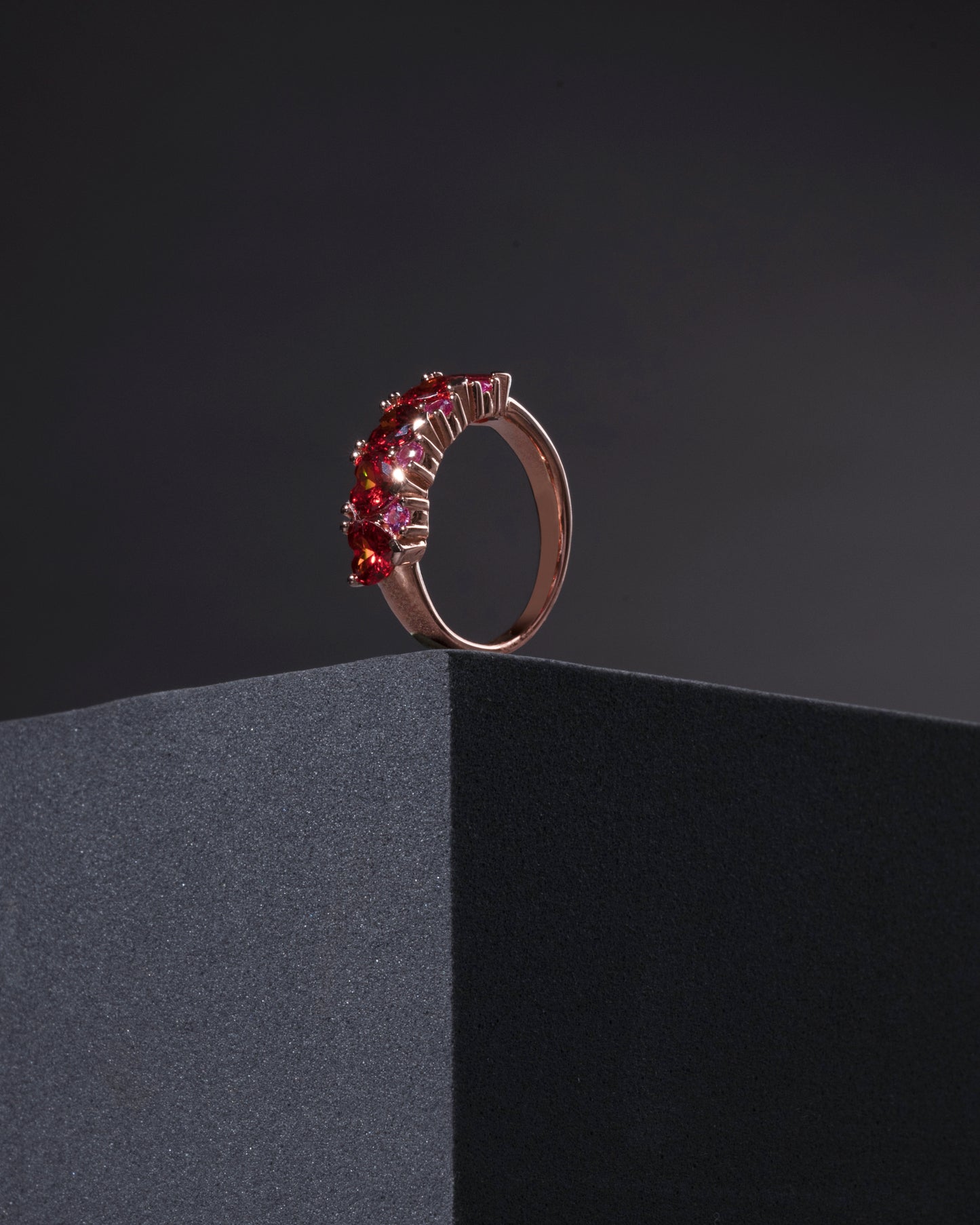 RING STUDDED WITH RED CZ