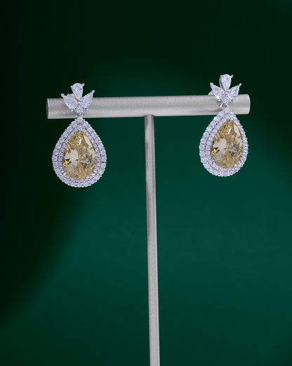 EARINGS WITH YELLOW ICE CUT CZ