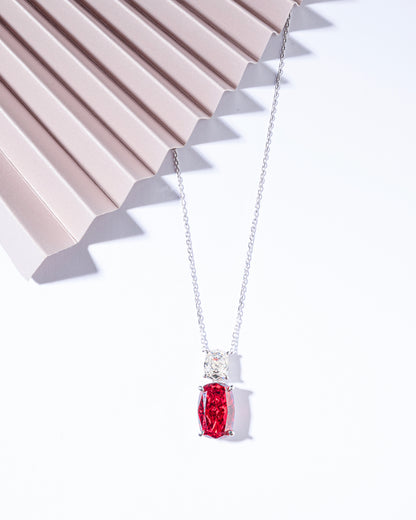 RED ICE CUT CZ PENDENT WITH CHAIN