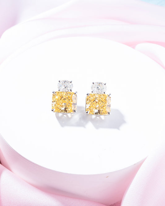 ICE CUT YELLOW CZ STUDS