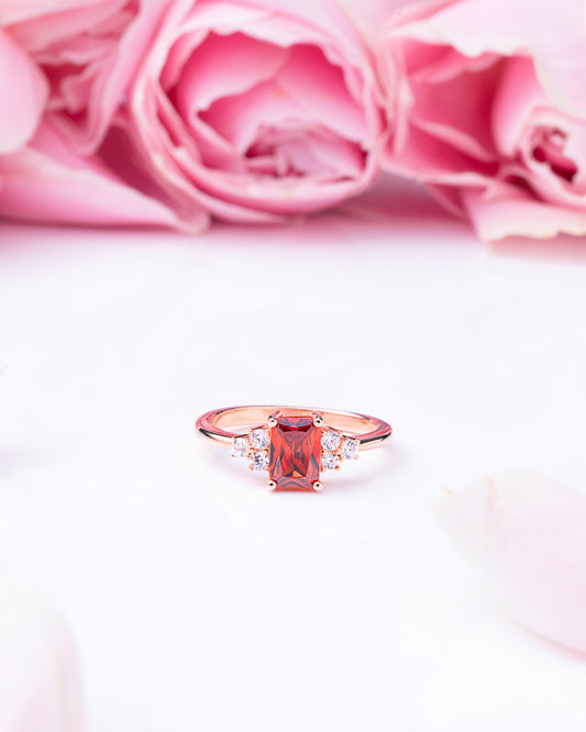 RING STUDDED WITH RED CZ